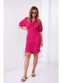 Shirt dress with ruffles on the sides, fuchsia FG649 - Online store - Boutique